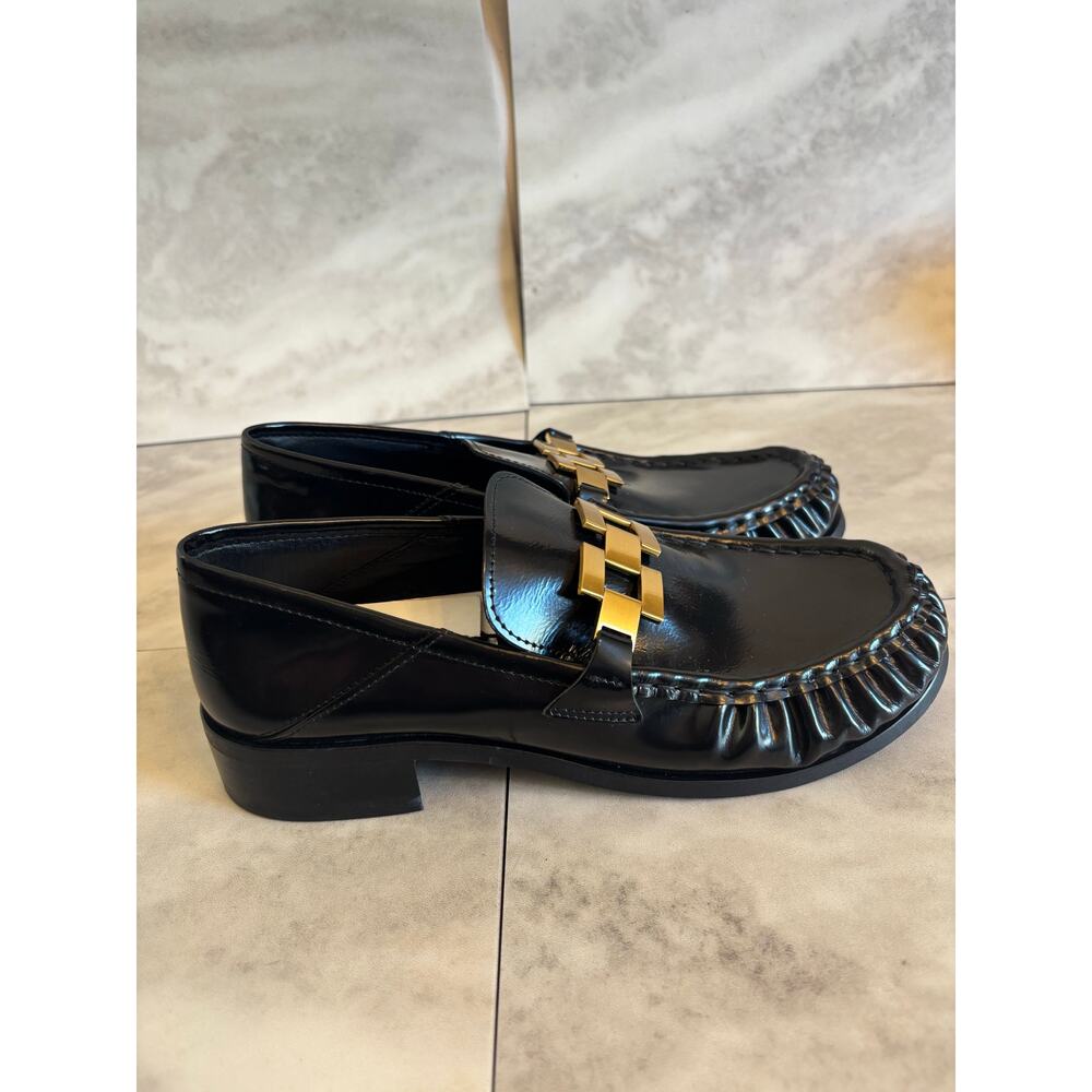 Mango MNG Women’s Metallic Detail Leather Shoes Round Toe Size 8.5 NEW